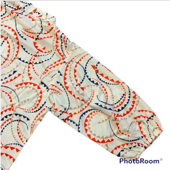 Vintage DONNKENNY Women's Polyester 70s Blouse 7/8 Single Stitch Elastic Arms - Picture 14 of 16